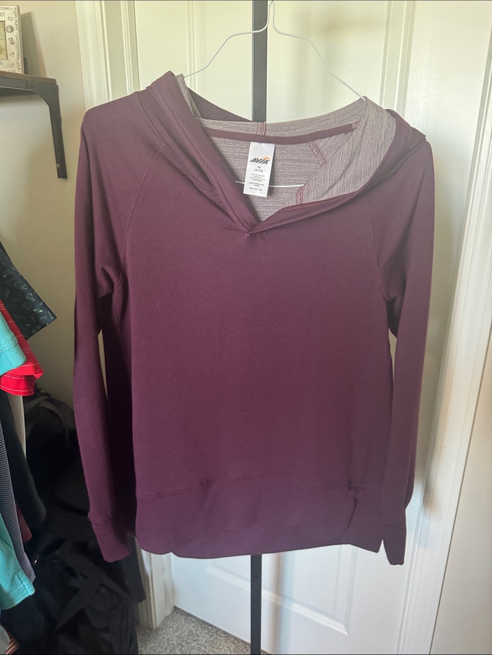 Avia Women's Hooded Pullover Sweatshirt - Deep Plum